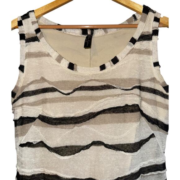 Elana Kattan NINA Asymmetrical Hem Linen Blend Dress Womens Medium Lagenlook 3D - Picture 3 of 6